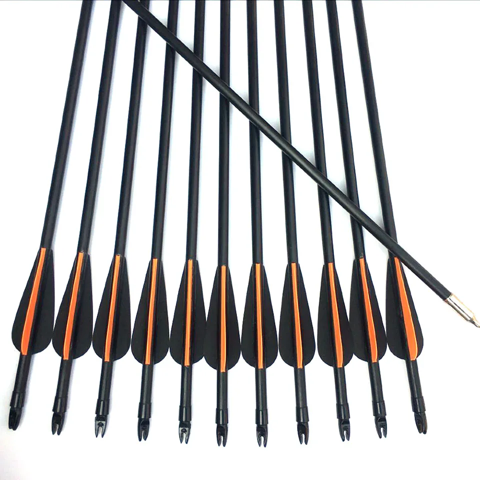 

8mm Good Quality Arrow Recurve Compound Bow Outsourcing fixed Head with Steel Point and Plastic Feather Fiberglass Arrow