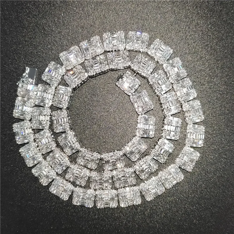 

Iced out Luxury baguette Lab Diamond Mens Gold Chain Necklace