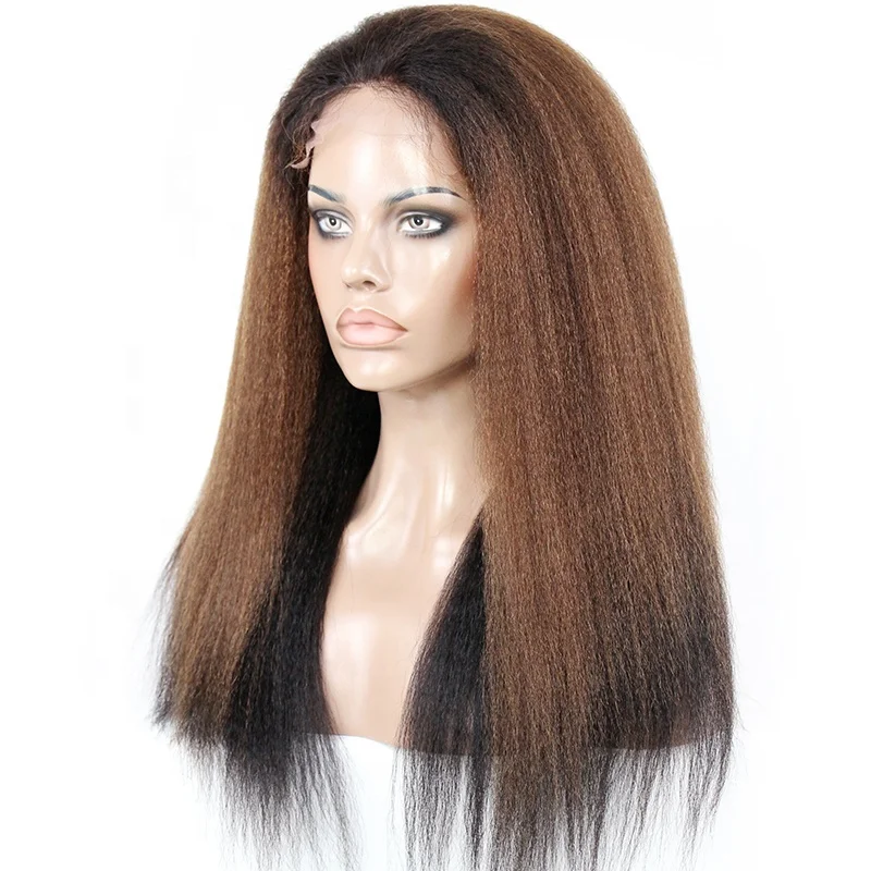 

kinky straight indian remy hair glueless lace front wig human hair wigs