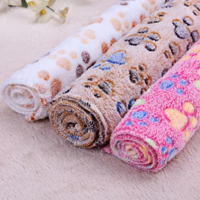 

P623 Soft Dog Bed Cover Cute Paw Prints Pets Carpet Reversible Fleece Kennel Blanket Pet Bed Mat, Colors