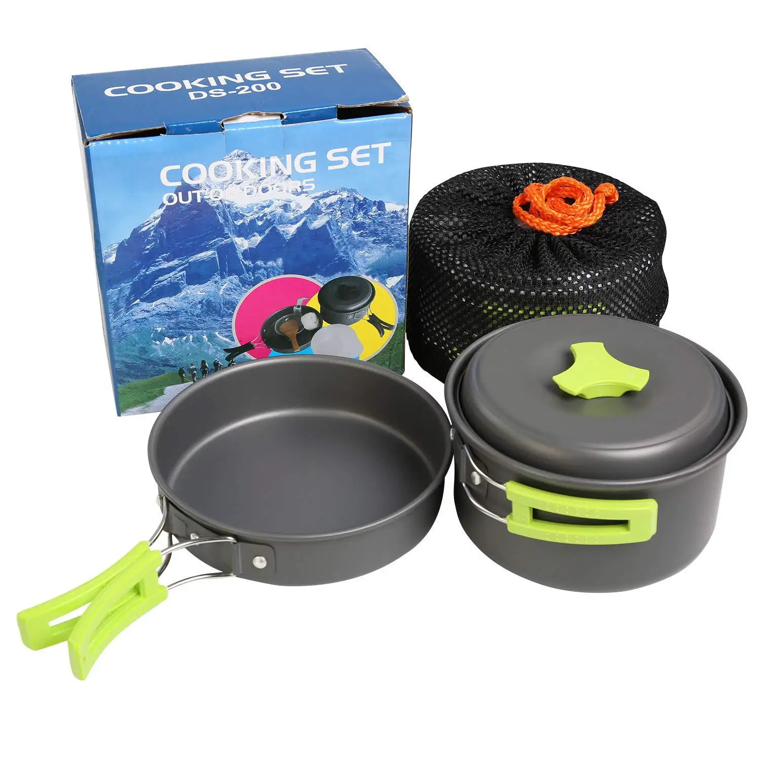 

Easy-Carrying Lightweight Portable Camping cookware Mess kit Folding Cookset for Hiking Backpacking 3pcs for one set