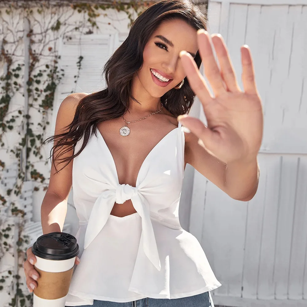 

New style summer sexy women hollow-out bandage vest T-shirt Casual sexy halter top Ladies Apparel