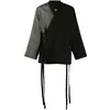 OEM Service Men New Style Latest Two Tone Design V-neck Black And Grey Virgin Wool Blend Wrap Style Jacket