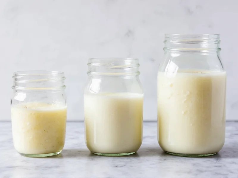 Three different homemade buttermilk substitutes in jars