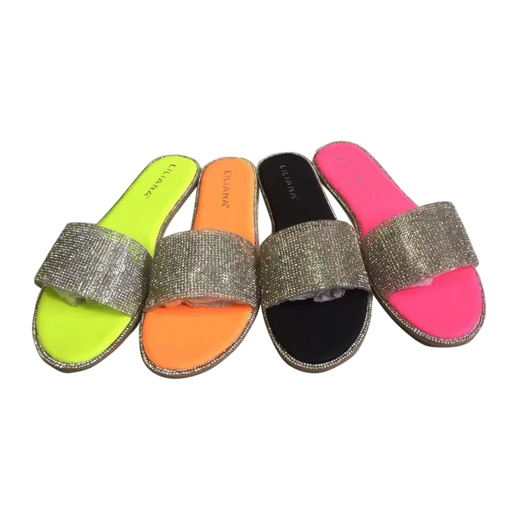 

Fashion Hot Sell Women's Sandals Bling Style Glitter Slides Diamond Slippers, Pantone