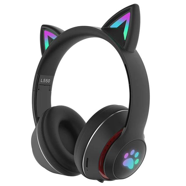 

New Hot Selling Cute LED Cat Ear Wireless Bluetooth On-ear Headphone for Girls