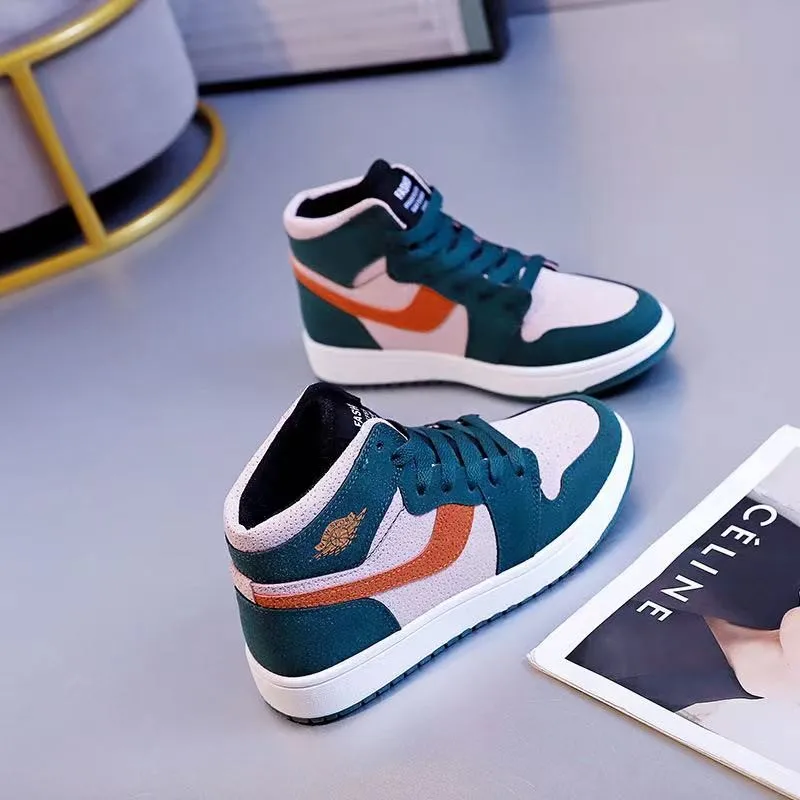 

High-top sports shoes women's autumn 2021 new color matching flat casual shoes