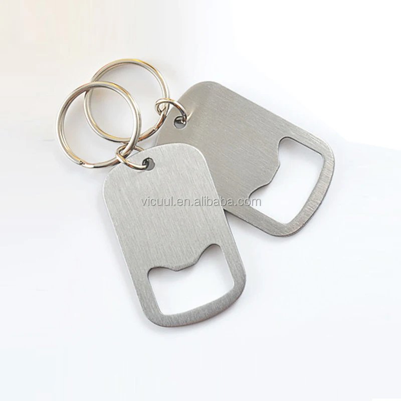 

Stocked wholesale stainless steel mini dog tag bottle opener keychain