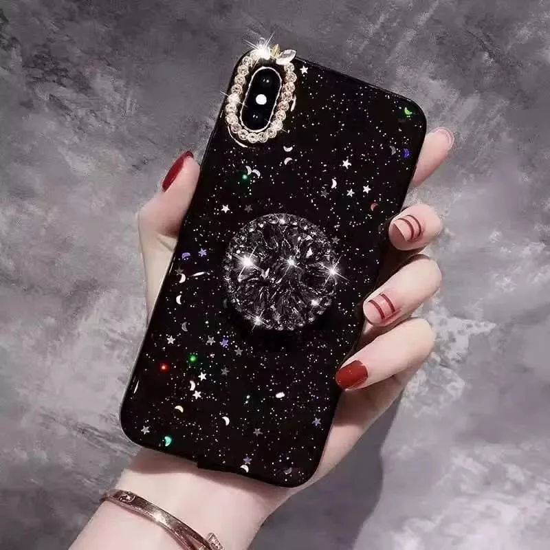 

Factory wholesale Bling Luxury Fashion Colorful Cute Sparkle Glitter Soft TPU Case For Iphone 12 12PRO X XS/XR/XS MAX Case, Transparent, black