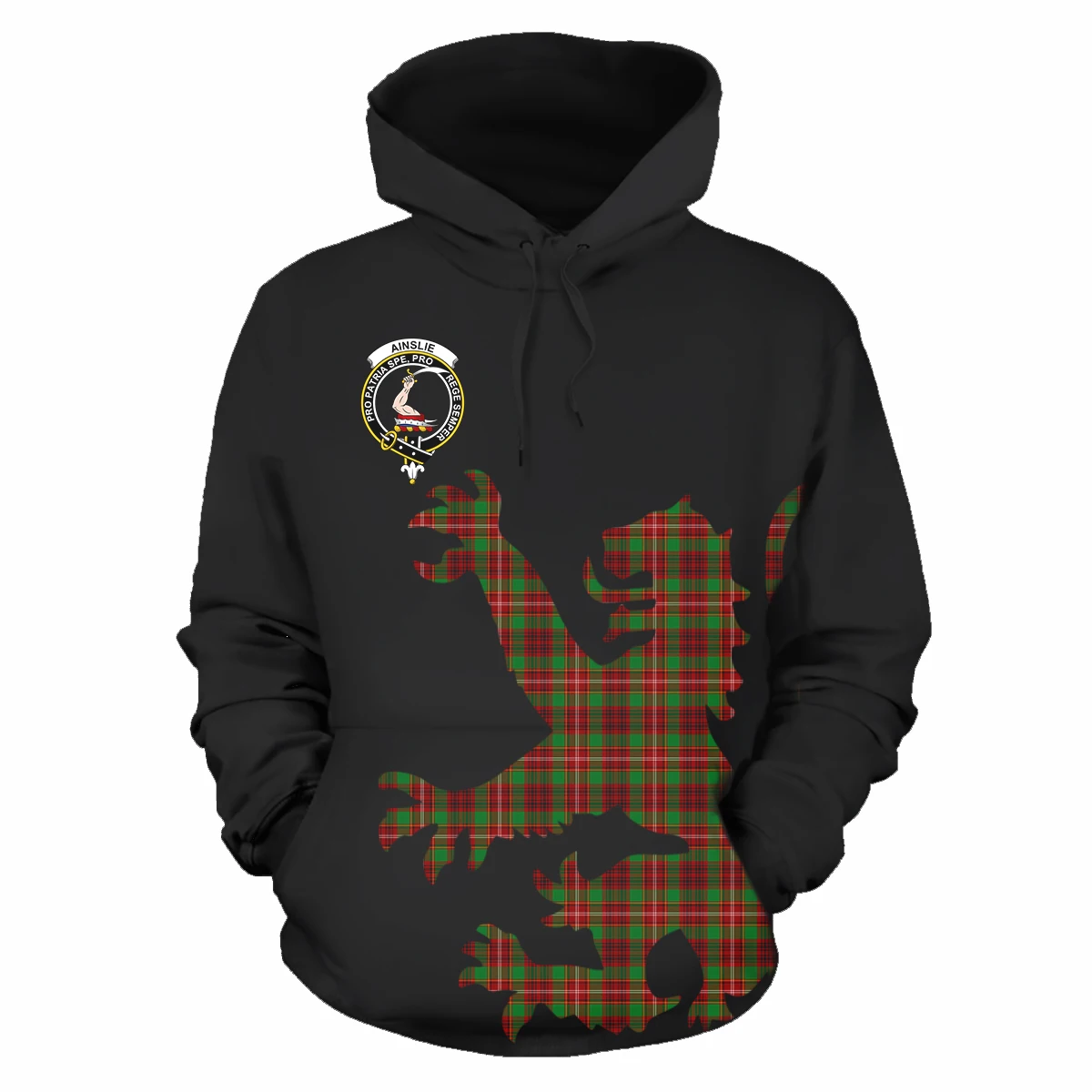 

Scotland Ainslie Clan Tartan Lion & Thistle Custom Vintage Hoodie Sweater Custom All Over Printed Polyester Hoodie Cheap Hoodie, Customized color