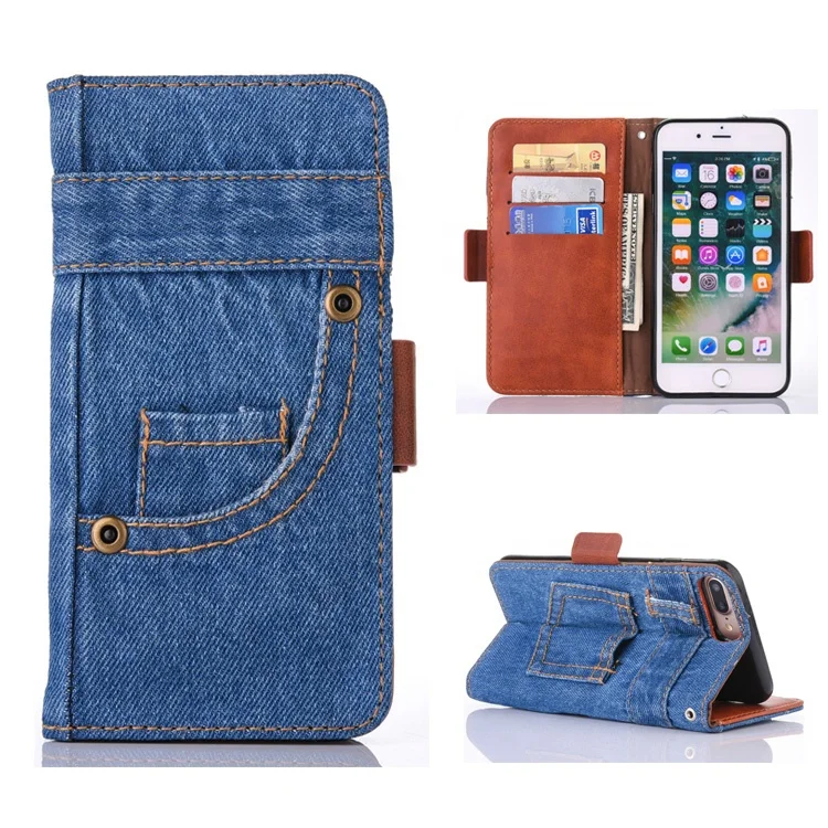 

Creative Denim Jean Cloth Wallet Flip Phone Cover Case with Card Holder for iPhone 12 11 Pro Max XR XS MAX for men