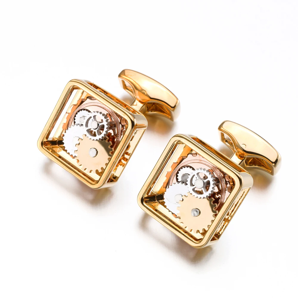 

Wholesale Square Steampunk Gear Cufflinks Watch Mechanism Gear Cuff links for men Formal Business Wedding Festival Gift