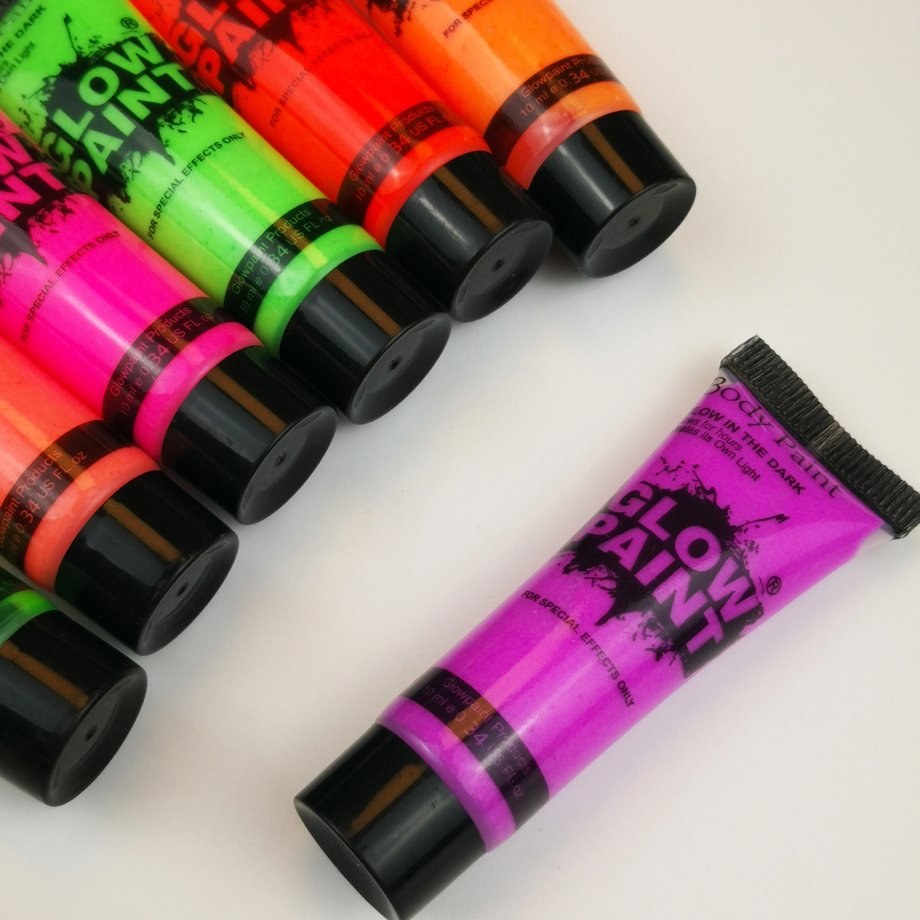 

Water activated long lasting waterproof uv neon glow face body paint makeup paints, 7 colors