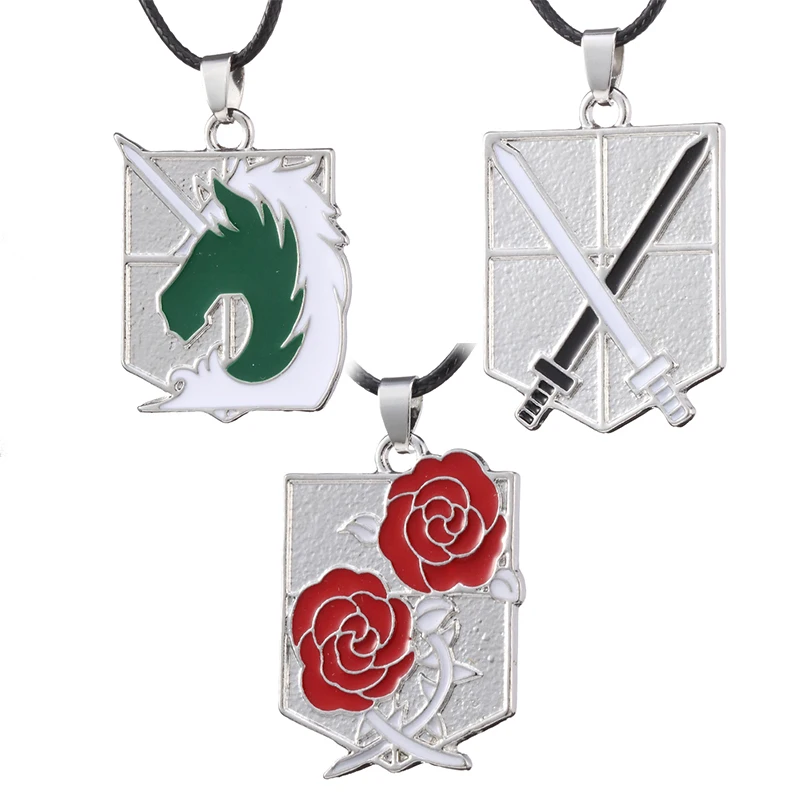 

Hot Mixed Styles Anime Shingeki No Kyojin Attack On Titan Cosplay Jewelry Wings Of Liberty Sword Rose Pendant Necklace Children