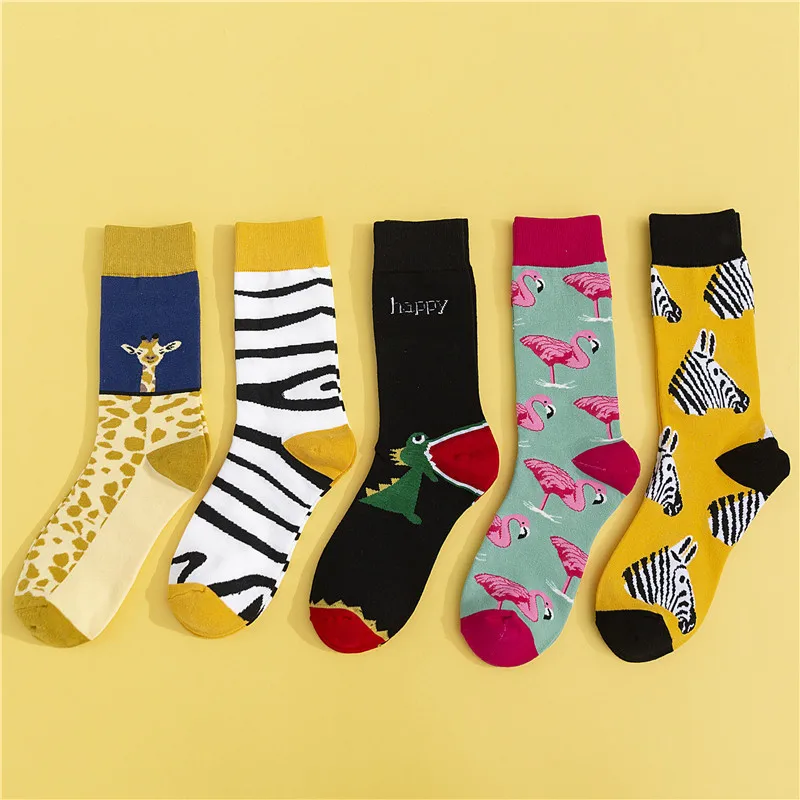 

SHANXIN crew cotton cute animal pattern colorful socks dress mens cotton, As pictures show/any color you want