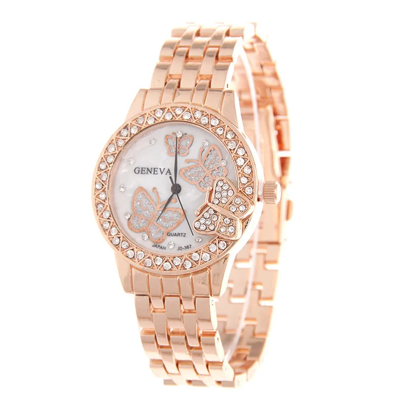 

Popular fashion butterfly alloy women wrist watch for ladies, 3 color