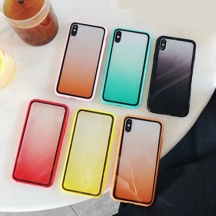 

Fashion custom design gradient color colorful acrylic hard transparent soft tpu bumper phone back cover case for redmi 5 plus