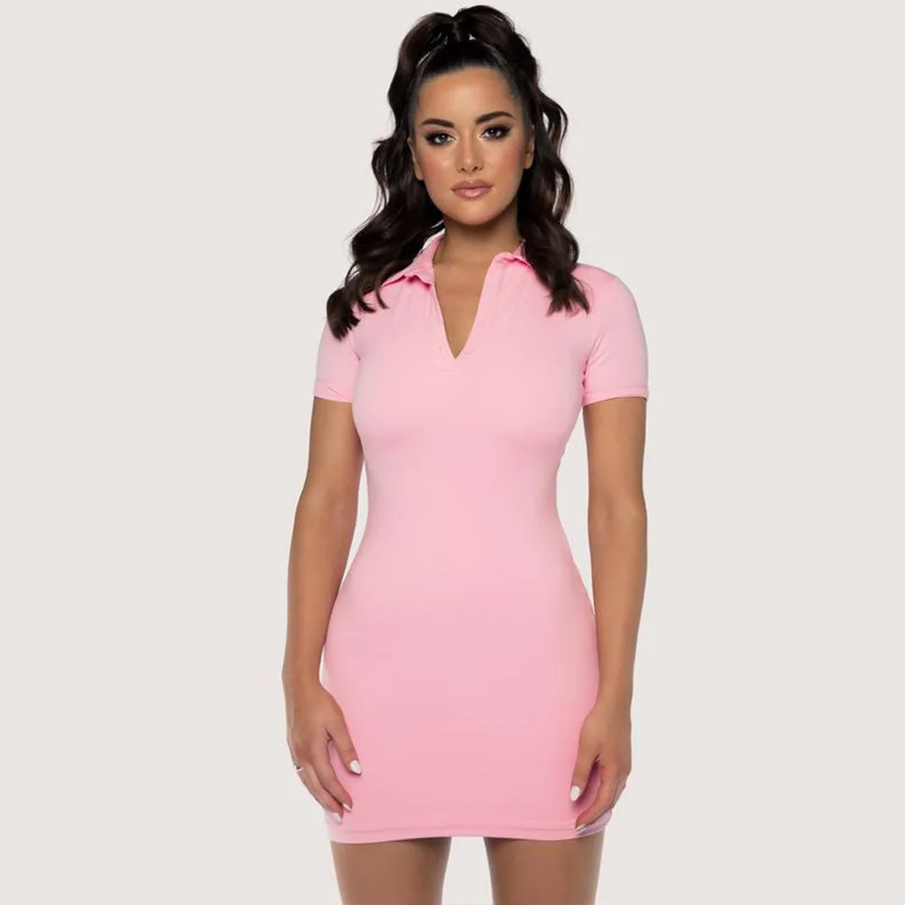 

2021 Hot sale summer new arrival elegant casual dresses cotton sport polo Sexy mini dress women