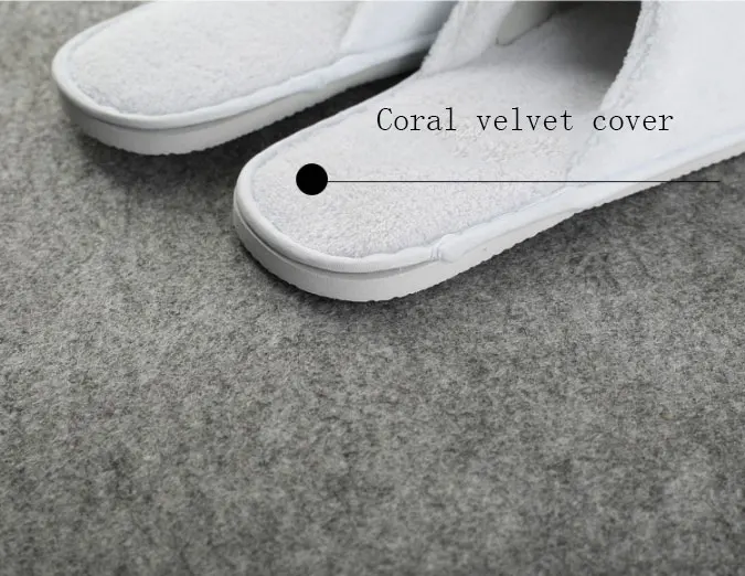 
Custom disposable personalized eva washable velour embroidered logo cheap white hotel slipper plain white slippers 