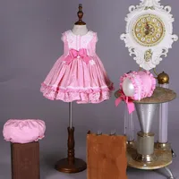 

Baby Girl Princess Lolita style dress Pink Spanish boutique dress set for kids Children birthday party clothing