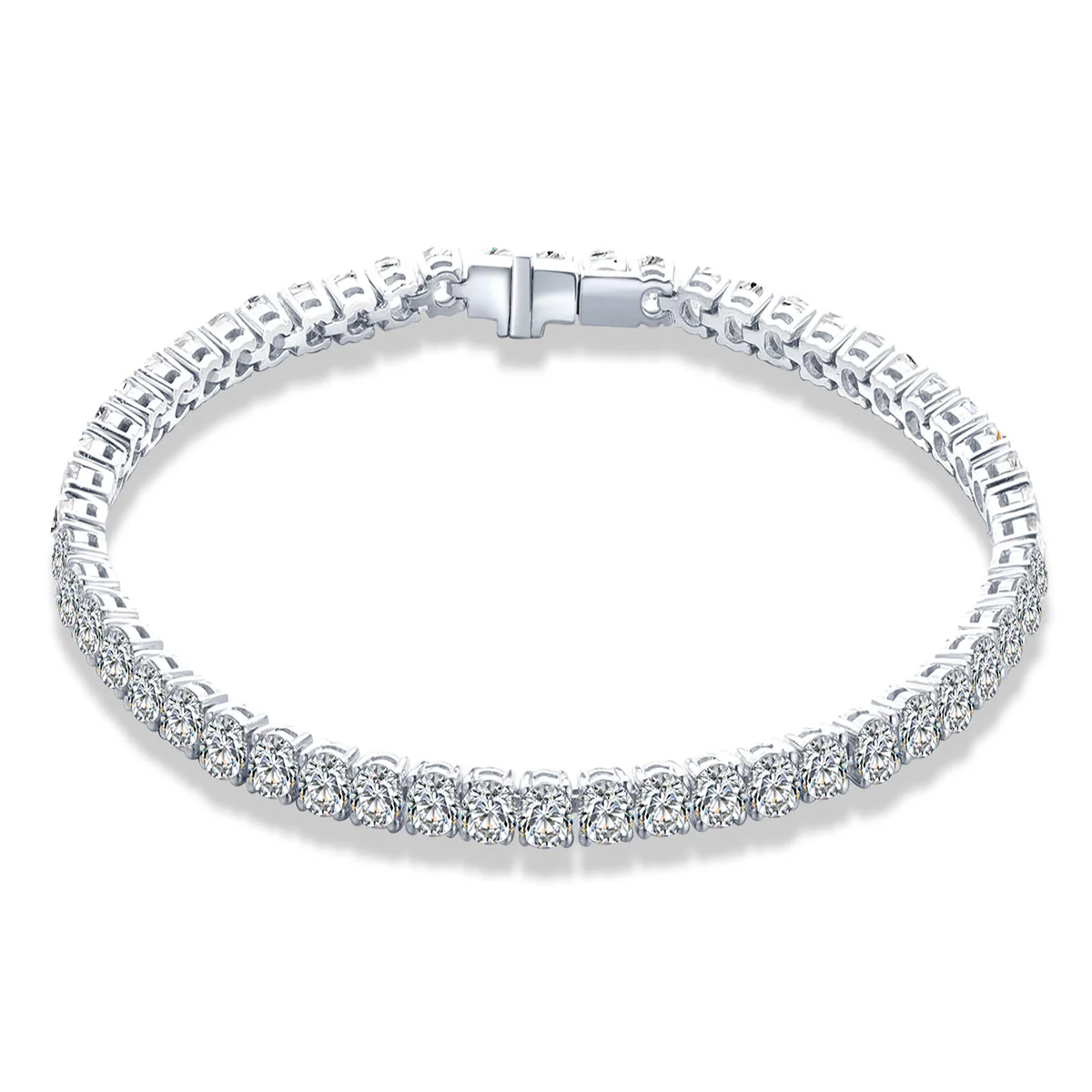 

2021 Anster Women Luxury Jewelry Classic Design Round 0.1 Carat Simulated Diamond ring Tennis Bracelet, White