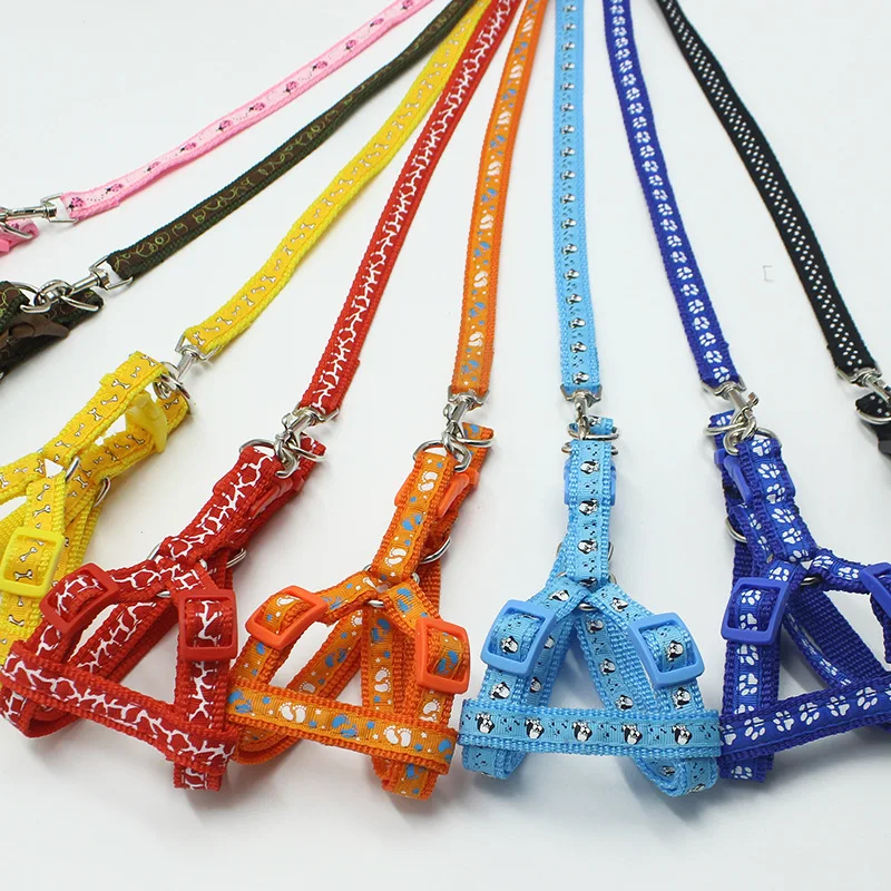 

Colorful Cat Rope Dog Leash Patch Dog Nylon Leash Pet Leash And Collar Set Thick Applique With Bells, Customized color