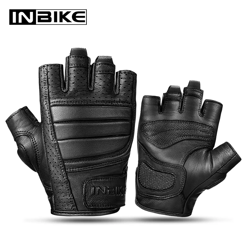 

INBIKE Goatskin Leather Gloves Dirt Bike Cycling Bicycle Motor Cycle Motorcycle Gloves CM205, Black