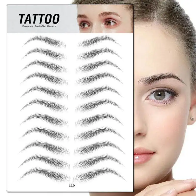

Hair-like Black Brown Semi-Permanent Water Transfer Waterproof Eyebrow Tattoo Embroider Eyebrows Sticker 4D Eyebrow Sticker