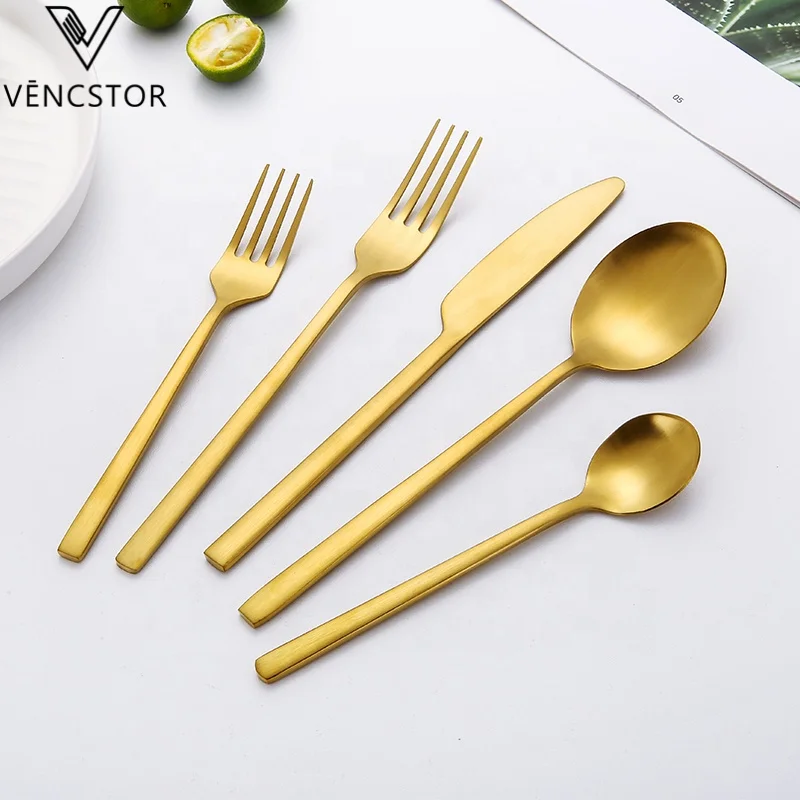 

Wholesale Restaurant Hotel Gold Cutlery Plated Silverware Stainless Steel Flatware Set For Wedding With Gift Box