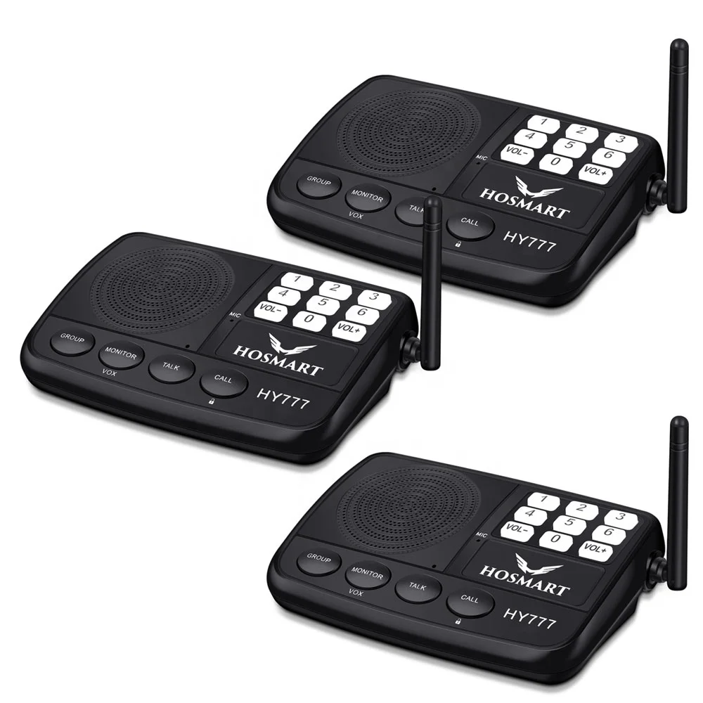 

Factory Price Super Long Range 7-Channel Security Wireless Intercom System for Home [3 stations Black], Black/silver