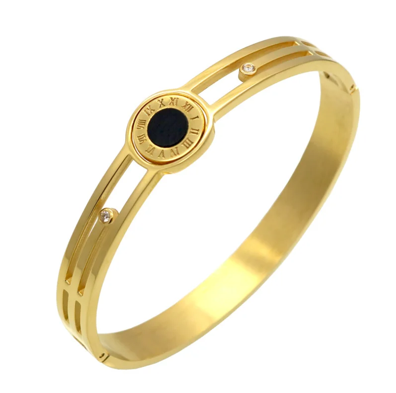 

New design rotating Roman letter bracelet 18K titanium steel luxury fine jewelry