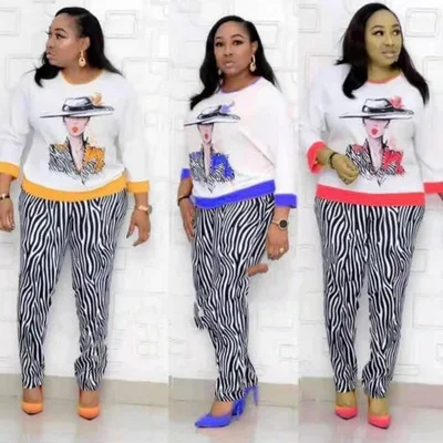 

Summer 2021 casual ladies' trousers two pieces long sleeve round neck loose plus size dress, Customized color