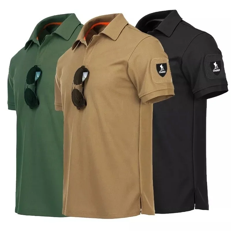 

Spring Summer Wholesale Custom Outdoor Tactical Quick Drying Lapel Men Linen Polo Shirt
