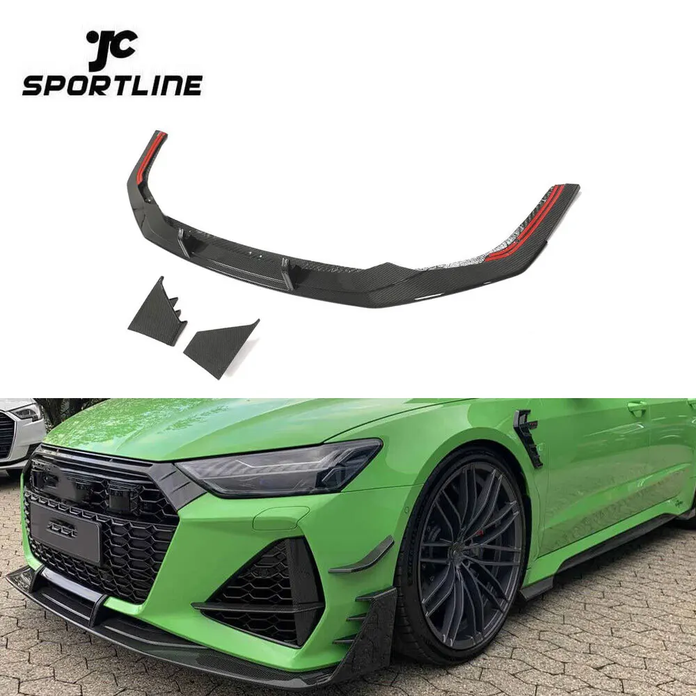 

A Style RS7 Dry Carbon Fiber Car Front Center Lip Bumper for Audi RS7 Sportback Hatchback 4-Door 2020-2023