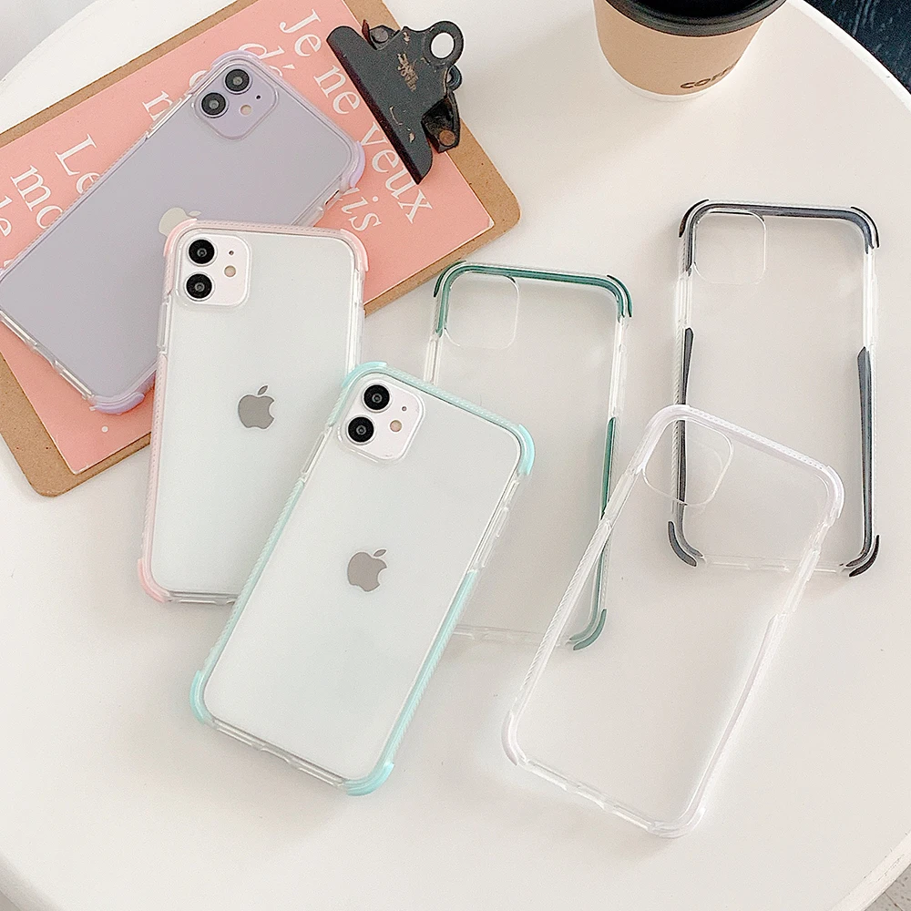 

Shockproof Case for iPhone, Full Body Soft TPU Transparent Back Cover, Solid Color, for iPhone 13 12 11 Pro Max XR XS Max X