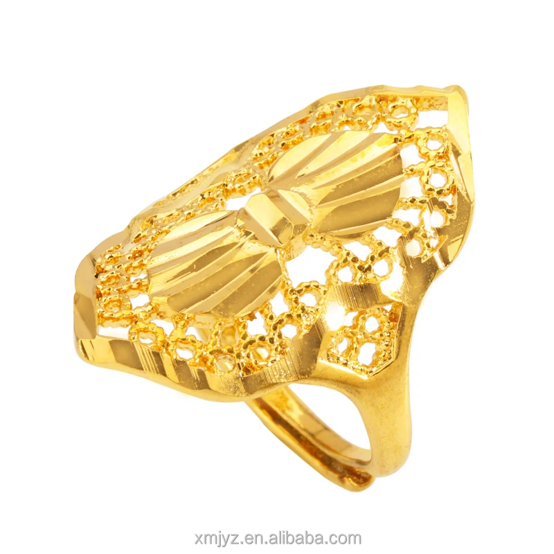 

Foreign Trade Cross-Border Supply Ring Women Fashion Simple Big Hollow Bow Ring Wholesale Direct Sales