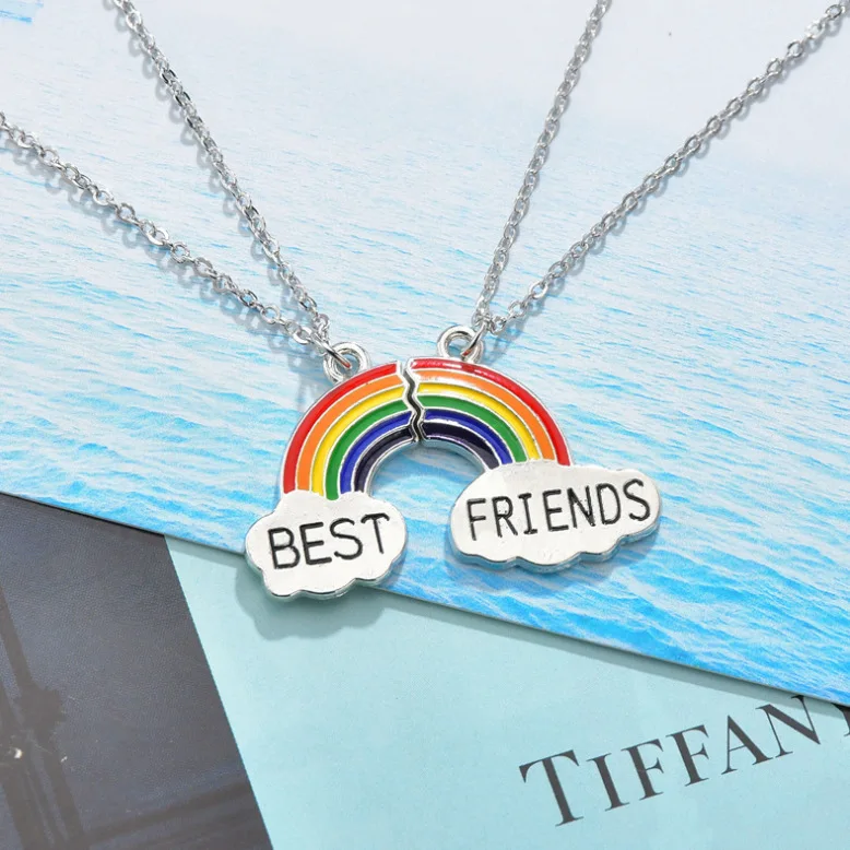 

2021 Sailing Jewelry Rainbow Couple Necklace BEST FRIENDS Necklace Rainbow Pendant Necklace