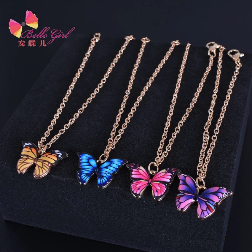 

New arrival fashion kids gold chain adjusted bracelet candy color butterfly pendent zodiac bangle charm women ankle bracelet, As the picture shows