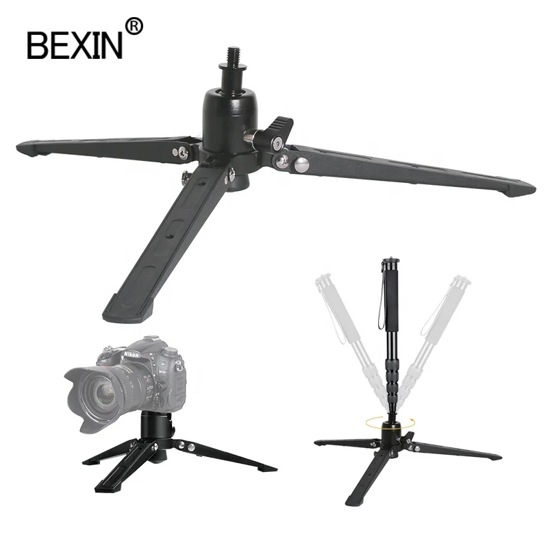 

Mini Portable Tabletop Tripod 3 Legs Monopod Holder Stand Base Three Feet foldable Unipod Support with 3/8 Screw for monopod