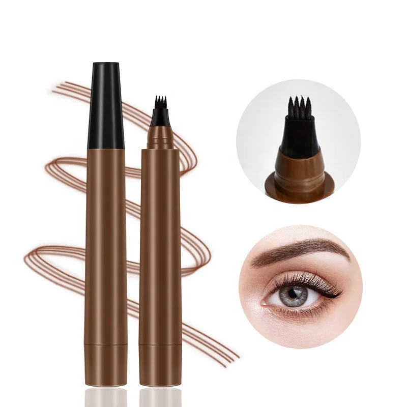 

Best Seller Genuine Female Tattoo Eyebrow Pen 4 Tip Eyebrow Pen Liquid Eyebrow Pencil Private Label Custom, 5 colors