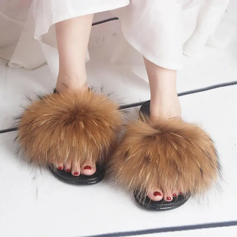 

Open Toe Fluffy Winter Bedroom House PVC Sheepskin Women Slippers Fur, Picture