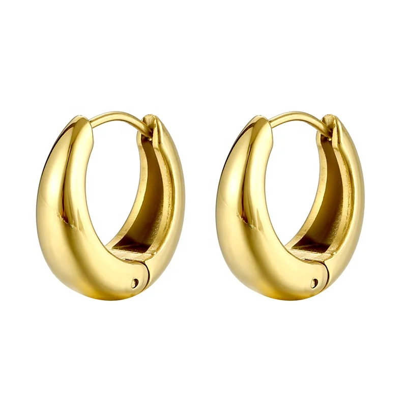 

Wholesale Custom 18k Gold Plated Stainless Steel Blank Hoop Huggie Earrings 2023