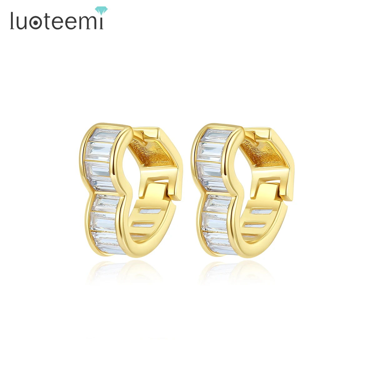 

LUOTEEMI Fashion Earring Jewelry Hot Sale Zircon Woman Designer Geometric Zirconia Elegant Heart Earings