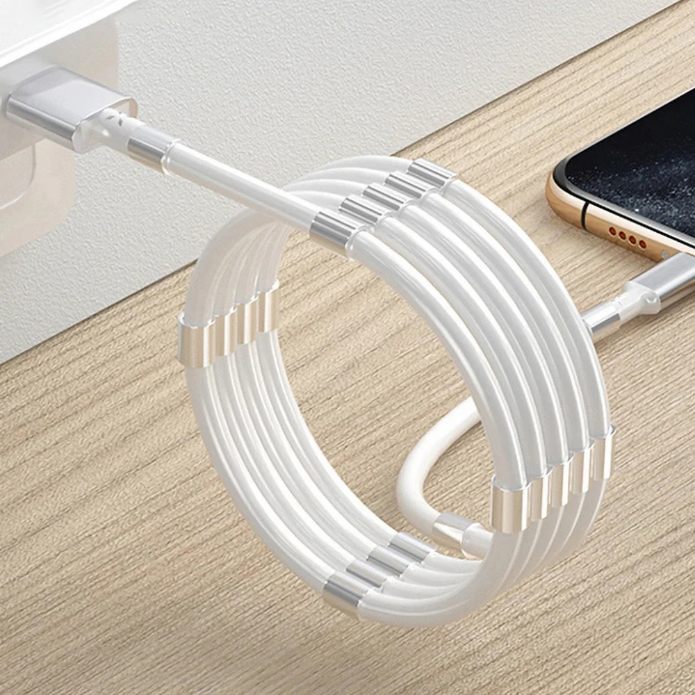 

Wholesale Metal Magnetic Winding Micro Type-C C Lighting Charging Usb Cable Easy Coil Fast Charger Cables