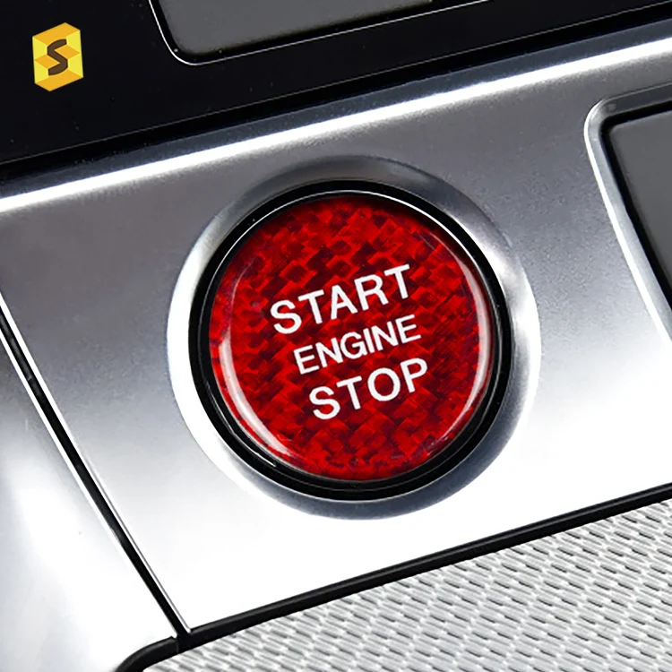 

2019 2020 2021 2022 A6 A7 S6 Carbon Fiber Car Interior Engine Start Stop Button Cover For Audi