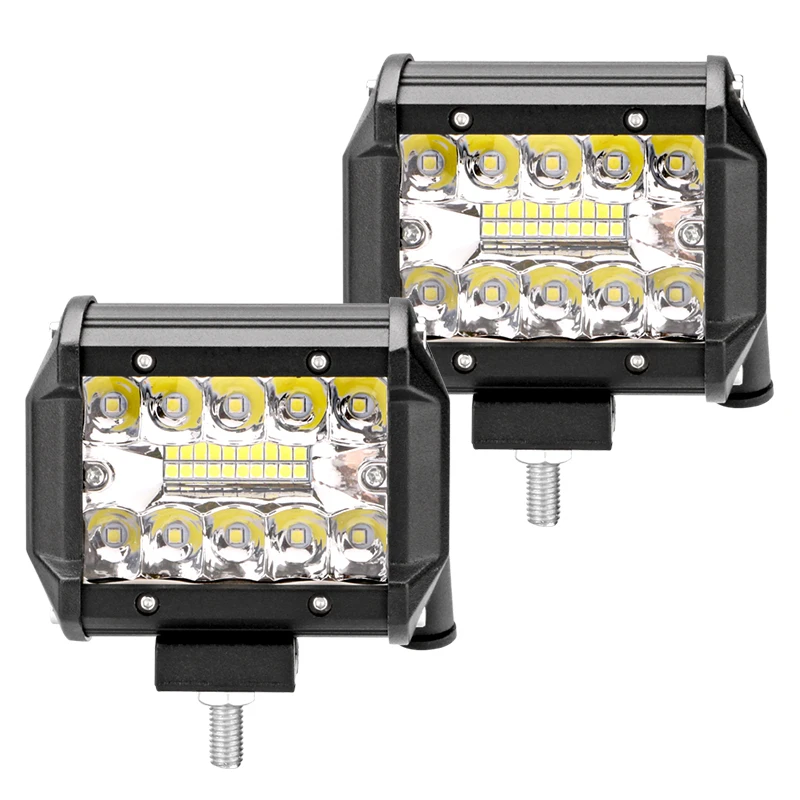 

1Pair 4 Inch LED Pods Light Bar Off Road Driving Light Triple Row Waterproof Combo Beam Fog Lamp for Pickup Truck Jeep ATV UTV