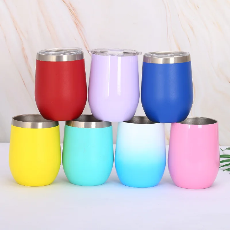

Wholesale Leak-proof 12oz Coffee Mug Wine Beer Stainless Steel Tumbler With Plastic Lid, Customized color acceptable