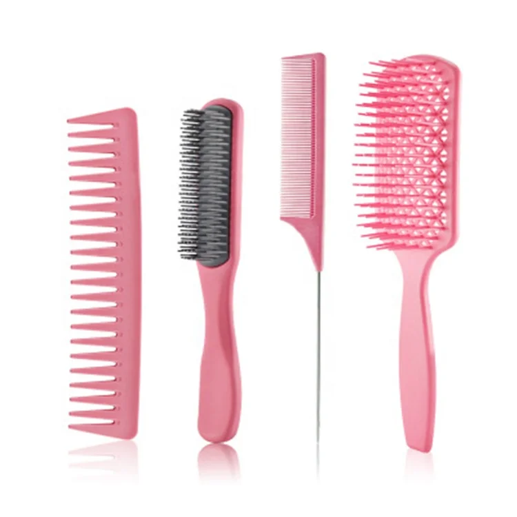 

4 Pcs Customized Hot Salon Barber Styling tools beard Hair Brush Comb Set, Purple,pink,blue,black,green,etc.