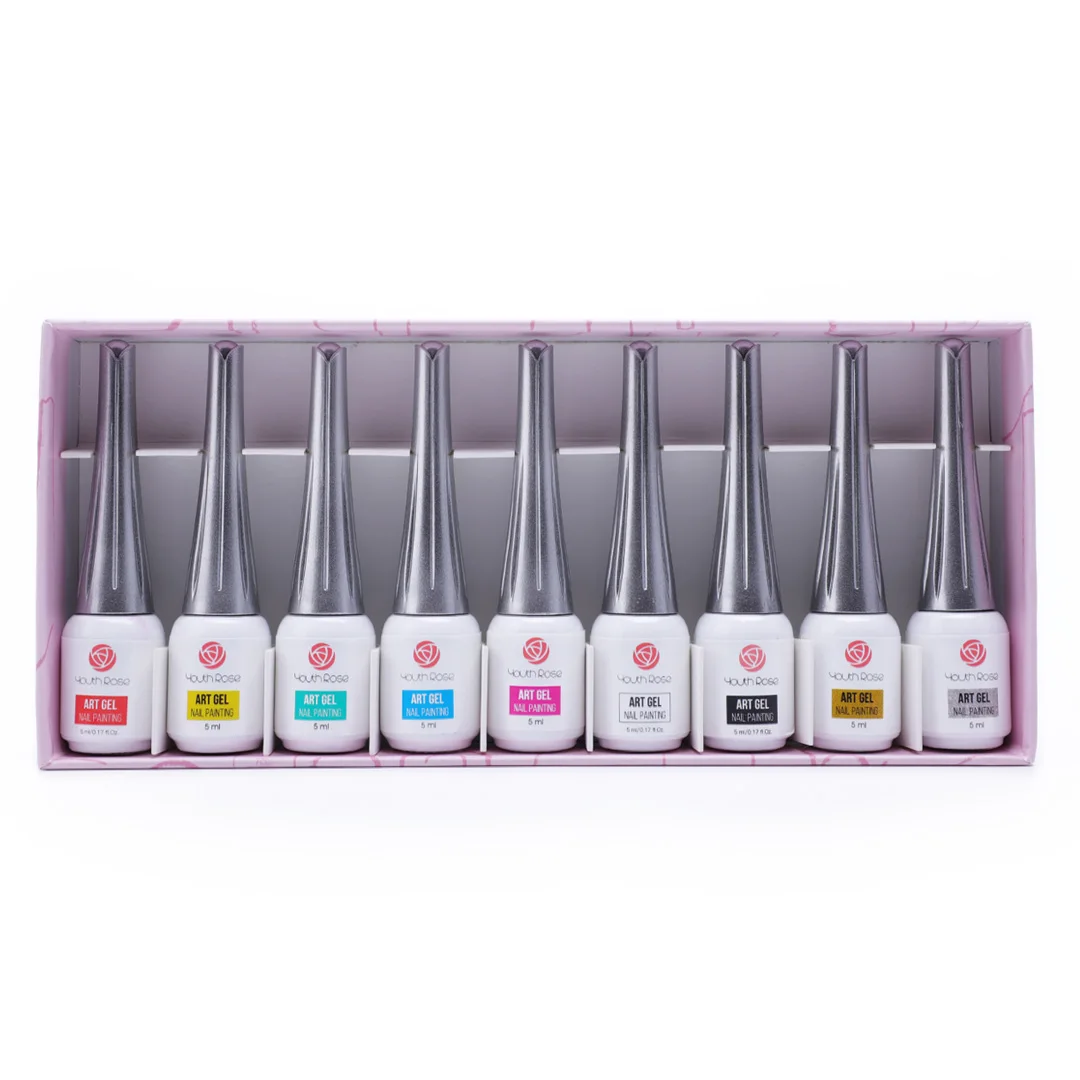 

Wholesale 9 Colors Youth Rose gel polish with brush, Vivid colors