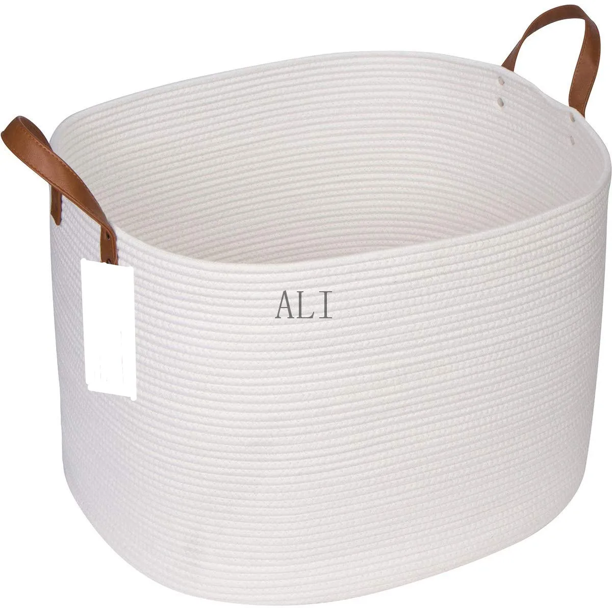 Large Woven Cotton Rope Storage Basket With Strong Handle,Folding